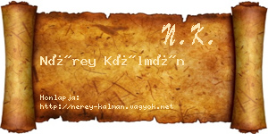 Nérey Kálmán névjegykártya